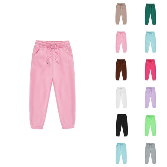 Girls Boys Sweatpants 2025 Fashion Elastic Waist Drawstring Solid Color Jogging Pants Kids Sweat Pants with Pockets