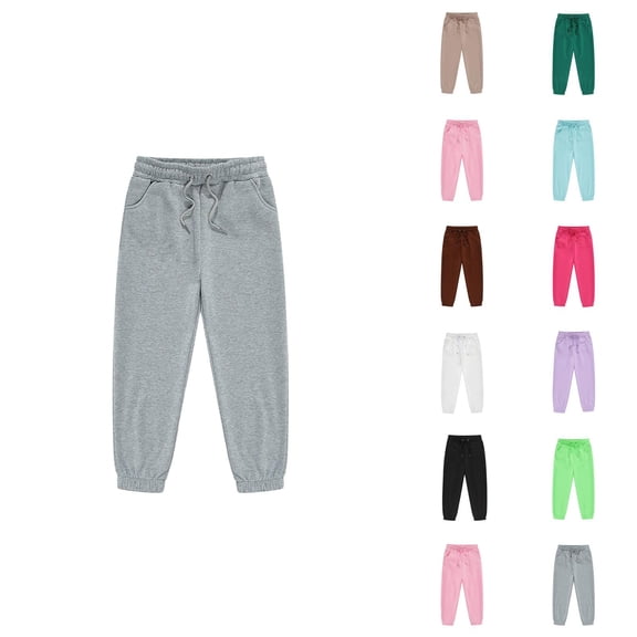 Girls Boys Sweatpants 2025 Fashion Elastic Waist Drawstring Solid Color Jogging Pants Kids Sweat Pants with Pockets