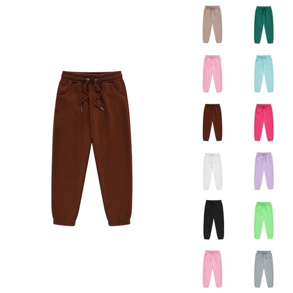 Girls Boys Sweatpants 2025 Fashion Elastic Waist Drawstring Solid Color Jogging Pants Kids Sweat Pants with Pockets