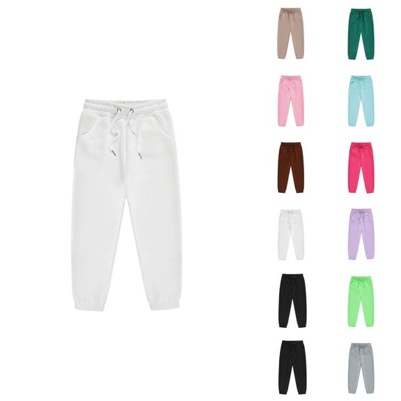 Girls Boys Sweatpants 2025 Fashion Elastic Waist Drawstring Solid Color Jogging Pants Kids Sweat Pants with Pockets