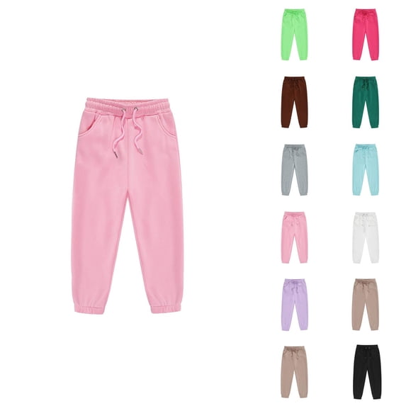 Girls Boys Sweatpants 2026 Trendy Drawstring Elastic Waist Basic Joggers Kids Sweat Pants with Pockets