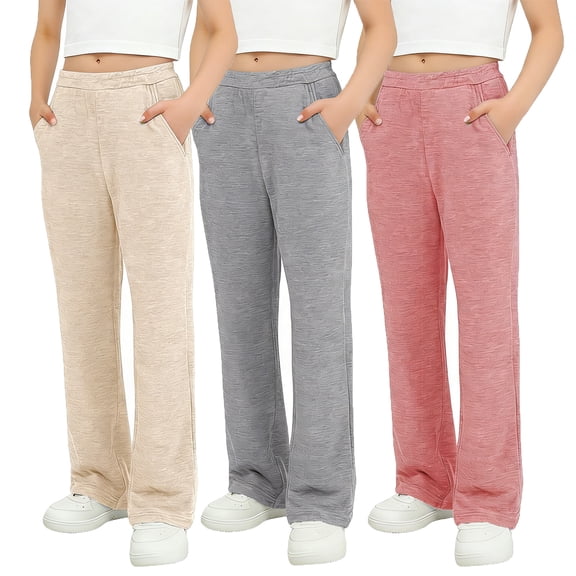Girls Boys Sweatpants Athletic Soft Elastic Waist Baggy Pants with Pockets 3 Pack Sweat Pants Boys Girls Pants 11-12 Years