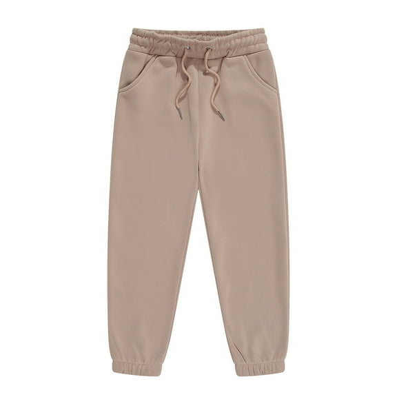 Girls Boys Sweatpants Athletic Sports Elastic Waist Pants Solid Comfy Fall Winter Pants Unisex Kids Sweat Pants Beige 8-9 Years