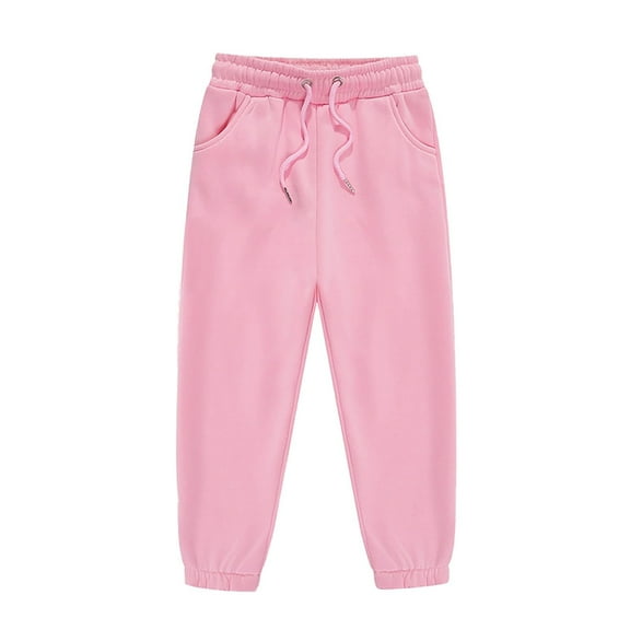 Girls Boys Sweatpants Athletic Sports Elastic Waist Pants Solid Comfy Fall Winter Pants Unisex Kids Sweat Pants Pink 6-7 Years