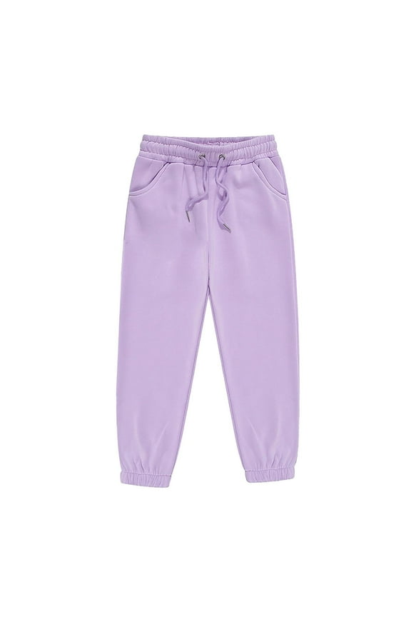 Girls Boys Sweatpants Athletic Sports Elastic Waist Pants Solid Comfy Fall Winter Pants Unisex Kids Sweat Pants Purple 3-4 Years