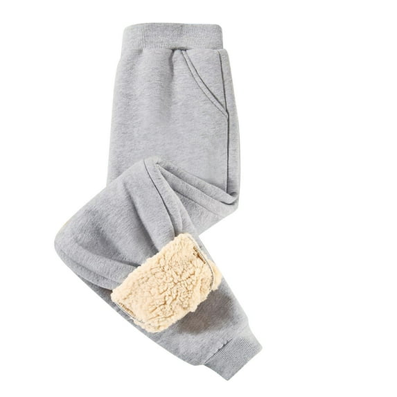 Girls Boys Sweatpants Kids Winter Fleece Lined Pull-On Cotton Jogger Pants Casual Lounge Pants