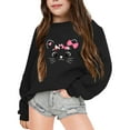 thumbnail image 1 of Girls Boys Sweatshirts Girls Letter Print Sweatshirt Long Sleeve Round Neck Casual Winter Pullover Top 13-14 Years Black, 1 of 6