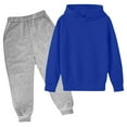 thumbnail image 1 of Girls Boys Sweatshirts Set Kids Hoodie and Joggers Pant Sets 2 Piece Sweatsuits Fall Winter Spring Outfits (5-6 Years, Blue 01), 1 of 4