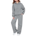 thumbnail image 1 of Girls Boys Sweatsuit 2 Piece Outfits Hooded Sweatshirt and Sweatpants Fleece Lined Tracksui𝘁 Plain Athletic Jogger Sets Warm, 1 of 5