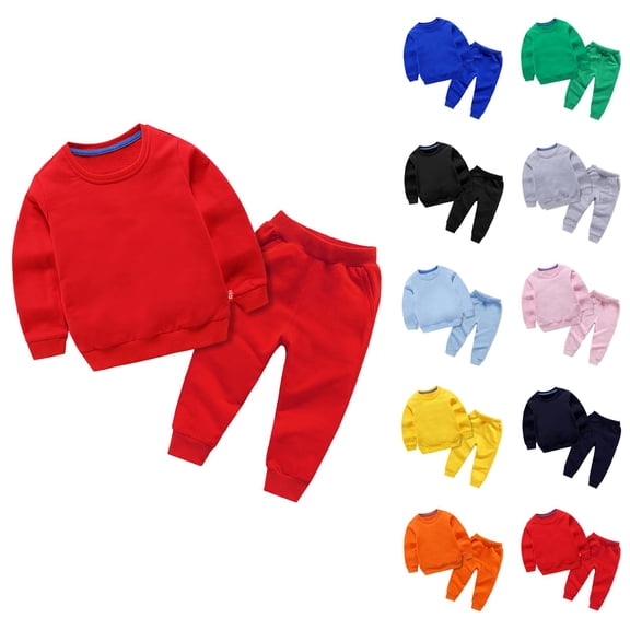 Girls Boys Sweatsuit 2025 Basic Crewneck Sweatshirt Jogging Sweatpants 2 Piece Matching Set Kids Lounge Set