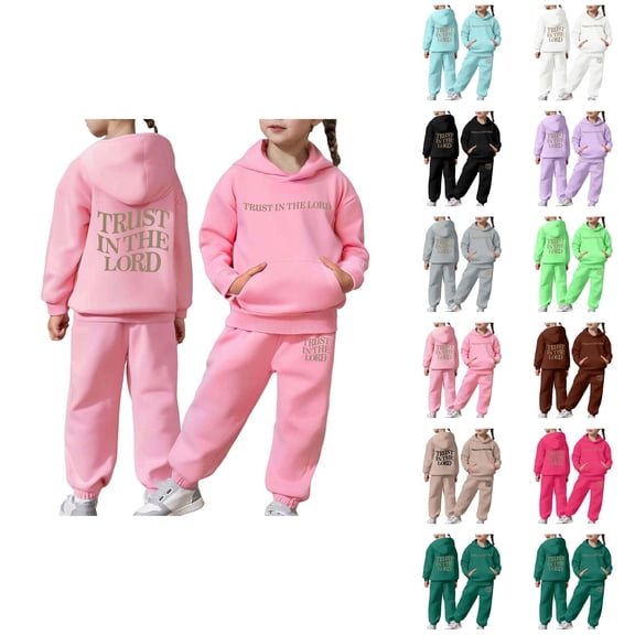 Girls Boys Sweatsuit Christian Hoodie and Jogging Sweatpants 2 Piece Matching Sweatsuit Kids Activewear Sets