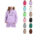 thumbnail image 1 of Girls Boys Sweatsuit Cute Cat Hoodie and Sweatpants Joggers 2 Piece Matching Set Kids Jogging Suits, 1 of 6