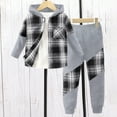 thumbnail image 1 of Girls Boys Sweatsuit Set 2 Piece Kids Outfits for Girls Tracksuit Hoodie and Jogger Set Plaid Long Sleeve Pullover Soft Fall Winter Outfits Set Boys Winter Clothes 5T, 1 of 4
