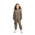 thumbnail image 1 of Girls Boys Sweatsuit Set 2 Piece Long Sleeve Brown Tracksuit Hoodie Jogger Set Fall Winter Clothes Boys Athletic Sets2-3 Years Boys Girls Fashion, 1 of 8