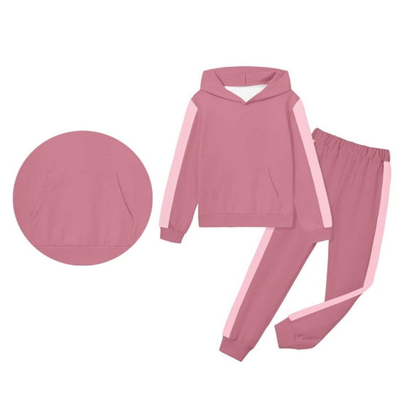 Girls Boys Sweatsuit Set 2 Piece Long Sleeve Color Block Hoodie and Jogger Sweatpants Fall Clothes Girl Sets 10-11 Years