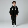thumbnail image 1 of Girls Boys Sweatsuit Set 2 Piece Long Sleeve Full Zip Up Black Basic Hoodie and Jogger Pants Winter Clothes Boys Girls Athletic Clothes Sets3-4 Years Boys Girls Fashion, 1 of 8