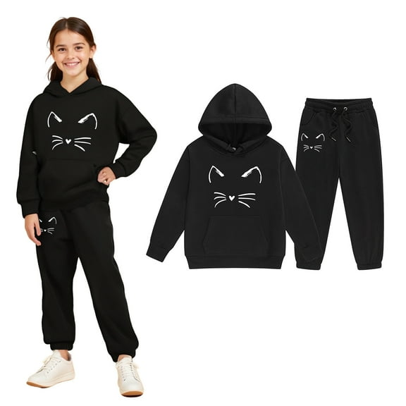 Girls Boys Sweatsuit Set 2 Piece Long Sleeve Graphic Hoodies Pullover Sweatpants Set Winter Clothes Kids Clothes Boys Size 4-5 Years