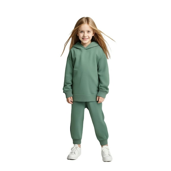 Girls Boys Sweatsuit Set 2 Piece Long Sleeve Green Pullover Hoodie Sweatshirt and Jogger Pants Fall Clothes Boys 5-6 Years Clothes Boys Girls Fashion