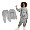 thumbnail image 1 of Girls Boys Sweatsuit Set 2 Piece Long Sleeve Letter Print Pullover Hoodie Jogger Set Fall Clothes Size 13-14 Years Girls Clothes Boys Girls Fashion, 1 of 3