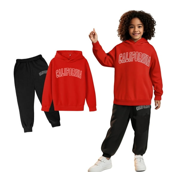 Girls Boys Sweatsuit Set 2 Piece Long Sleeve Letter Print Pullover Hoodie Leggings Pants Warm Fall Winter Clothes Girl Clothes Size 5-6 Years Boys Girls Fashion