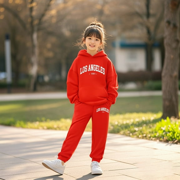 Girls Boys Sweatsuit Set 2 Piece Long Sleeve Letter Printing Red Sweatshirt Sweatpants Set Fall Clothes Girls Size 2T Clothes