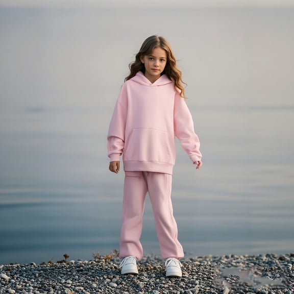 Girls Boys Sweatsuit Set 2 Piece Long Sleeve Pink Hoodie Sweatpants Fall Winter Clothes 4-5 Years Old Girl Clothes Boys Girls Fashion