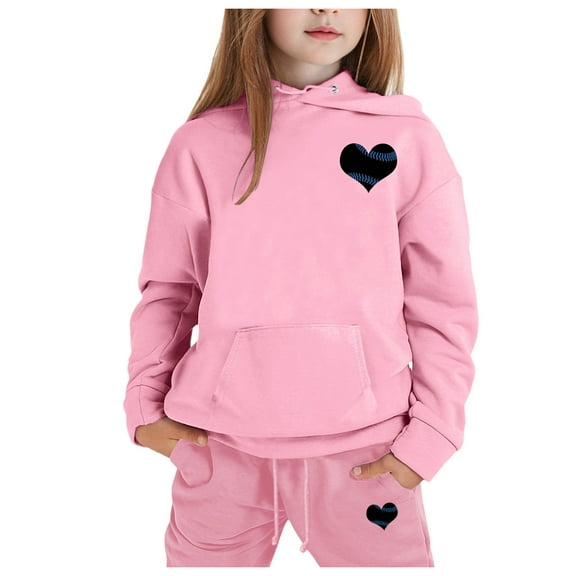Girls Boys Sweatsuit Set 2 Piece Long Sleeve Printed Hooded Sweatshirt and Jogger Pants Fall Clothes Size 12-13 Years Boys Clothes Boys Girls Fashion