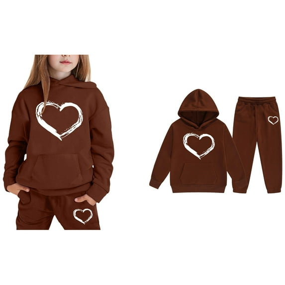 Girls Boys Sweatsuit Set 2 Piece Long Sleeve Printed Hoodie Sweatshirt Jogger Set Winter Clothes Teen Girls Trendy Clothes 5-6 Years Boys Girls Fashion