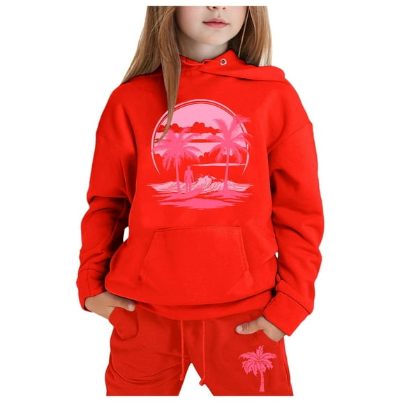 Girls Boys Sweatsuit Set 2 Piece Long Sleeve Printed Pullover Hoodie Jogger Set Fall Clothes Boys Sets 6-7 Years Boys Girls Fashion