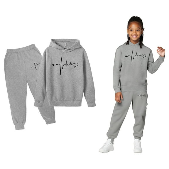 Girls Boys Sweatsuit Set 2 Piece Long Sleeve Printed Sweatshirt and Jogger Sweatpants Winter Clothes Toddler Boy Clothes 18-24 Months Boys Girls Fashion