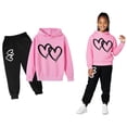 thumbnail image 1 of Girls Boys Sweatsuit Set 2 Piece Long Sleeve Printed Tracksuit Hoodie Leggings Pants Fall Winter Clothes Clothes for 7-8 Years Old Girls Boys Girls Fashion, 1 of 4