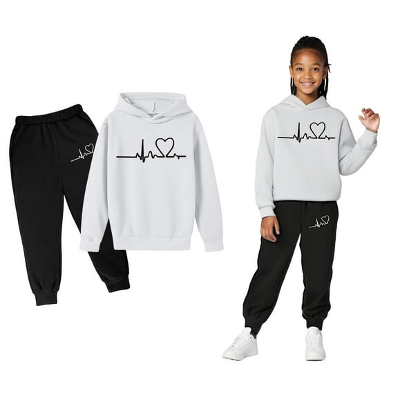 Girls Boys Sweatsuit Set 2 Piece Long Sleeve Printed Tracksuit Hoodie and Sweatpants Winter Clothes Girls Clothes Size 18-24 Months Boys Girls Fashion