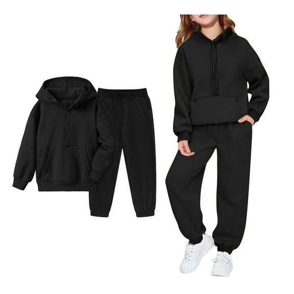 Girls Boys Sweatsuit Set 2 Piece Long Sleeve Zip Up Basic Hoodie Sweatpants Joggers Set Winter Clothes Clothes for Boys 13-14 Years