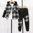 thumbnail image 1 of Girls Boys Sweatsuit Set 2 Piece Tween Girls Fall Outfits Tracksuit Hoodie and Jogger Set Plaid Long Sleeve Pullover Sweatshirt Fall Outfits Set Girls Sweatsuit 3T, 1 of 6