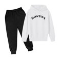 thumbnail image 1 of Girls Boys Sweatsuit Set 2 Pieces Sweatsuit Sets Letter Print Long Sleeve Hooded with Sweatpants Boys Sweatsuit, 1 of 2