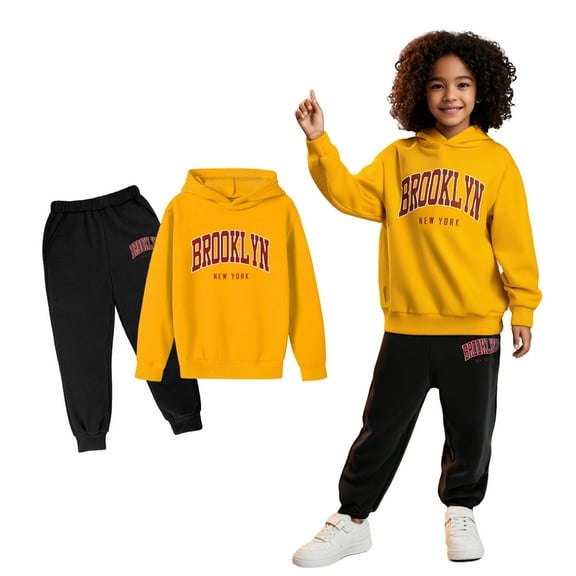 Girls Boys Sweatsuit Set 2PC Long Sleeve Letter Print Hoodie Sweatshirt Jogging Pants Winter Clothes Teen Girl Trendy Clothes13-14 Years Boys Girls Fashion
