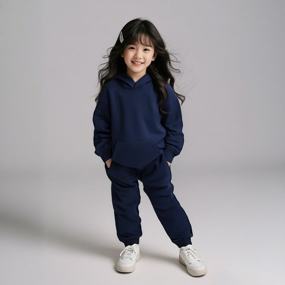 Girls Boys Sweatsuit Set 2PC Long Sleeve Navy Sweatshirt Leggings Pants Fall Clothes Tracksuit Jogging Outfits Set2-3 Years Boys Girls Fashion