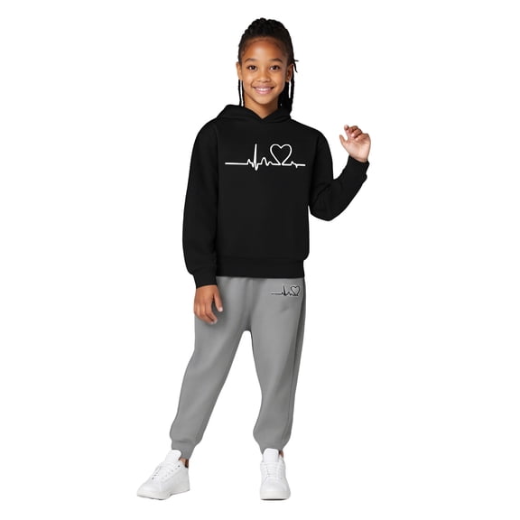 Girls Boys Sweatsuit Set 2PC Long Sleeve Printed Hoodie and Active Jogger Pants Fall Clothes Boys Outfits 12-13 Years Boys Girls Fashion