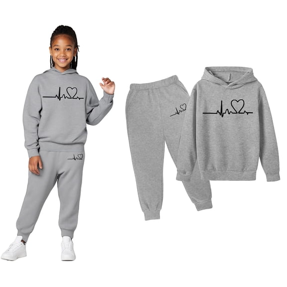 Girls Boys Sweatsuit Set 2PC Long Sleeve Printed Pullover Hoodie Jogger Set Fall Clothes Girls Clothes 18-24 Months Boys Girls Fashion
