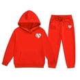 thumbnail image 1 of Girls Boys Sweatsuit Set,2PC Long Sleeve Red Basic Hoodie and Jogger Sweatpants Warm Fall Winter Clothes Boy Clothes 1-2 Years, 1 of 5