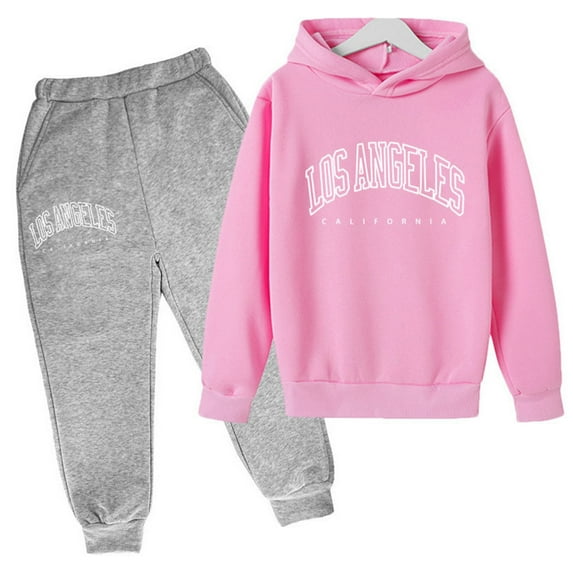 Girls Boys Sweatsuit Set 2PCS Outfits for Kids Relaxed Tracksuit Workout Sets Graphic Letter Printed Long Sleeve Pullover Sweatshirt Fall Outfits Set Boys Winter Clothes 13-14 Kids Pink Sweatsuit