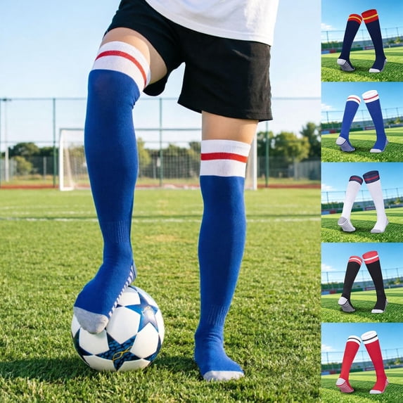 Girls Boys Thick Terry Bottom Long Soccer Socks For Kids 6-14 Years Sports Training Outdoor Wear