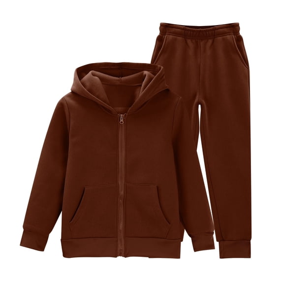 Girls Boys Tracksuit Set - 2 Pcs Sweatsuit with Zip Up Hooded Sweatshirt and Joggers, Kids Activewear Outfit for School, Play and Casual Wear