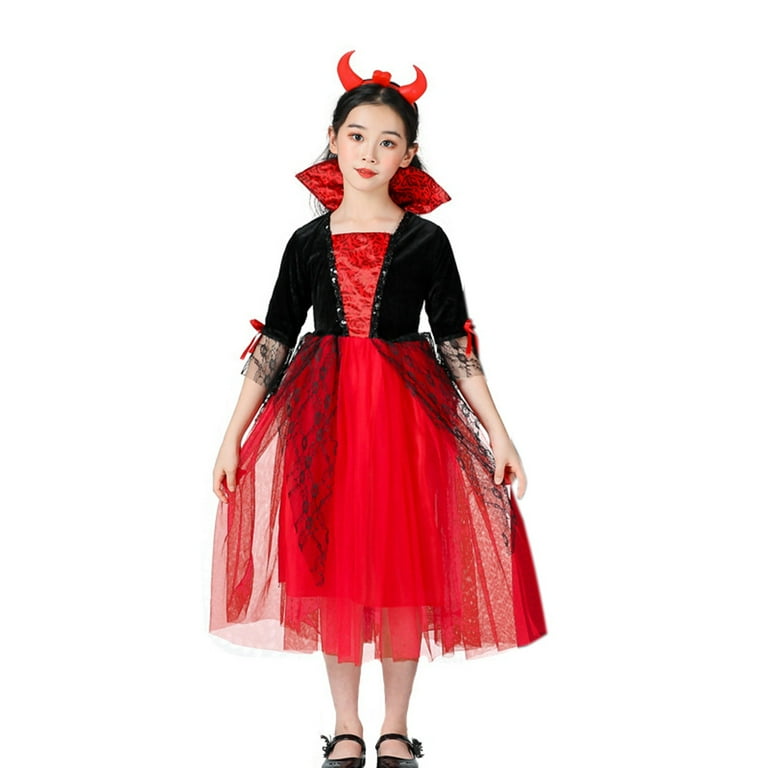 Girls Boys Vampire Costume Halloween Gothic Vampiress Role Play 