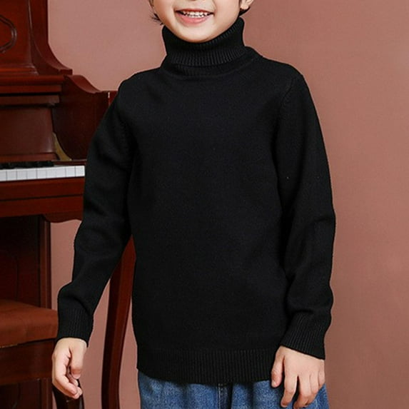 Girls Boys Warm Long Sleeve Tops 2026 Fashion Long Sleeve Kids Tops (Spring Tops) Ndbuld Black 90cm/35in(3-14Y)