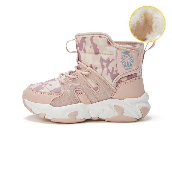 Girls Boys Warm Snow Boots Fashion Hook And Loop Kids Cotton Shoes Non-Slip Wear-Resistant Walking Shoes For Winter