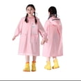 thumbnail image 1 of Girls Boys Waterproof Cute Print Hooded Long Rain Coat with Pockets for School Travel Rainy Season Rainwear 10-12 Years, 1 of 9