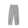 thumbnail image 1 of Girls Boys Wide Leg Pants Solid Color Elastic Waist with Side Pockets Sports Trousers Lightweight Breathable Long Pant for Kids Gray 7Y, 1 of 4