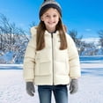 thumbnail image 1 of Girls Boys Winter Fleece Lined Jacket Children Kids Quilted Jackets Winter Warm Padded Outwear Coats with Pockets Beige 1-2Y, 1 of 8