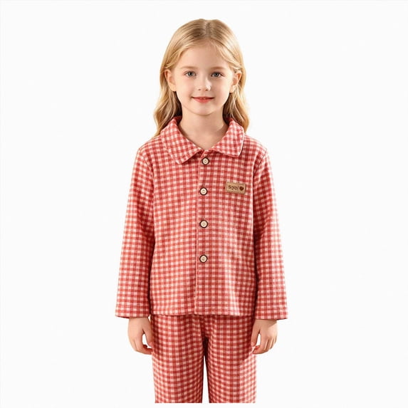 Girls Boys Winter Long Sleeve Fleece Button Down Sleepwear Kids Soft Fuzzy 2 Pieces Set 1T 2T 3T 4T 5T 6T 7T Gift Set 5-6 Years